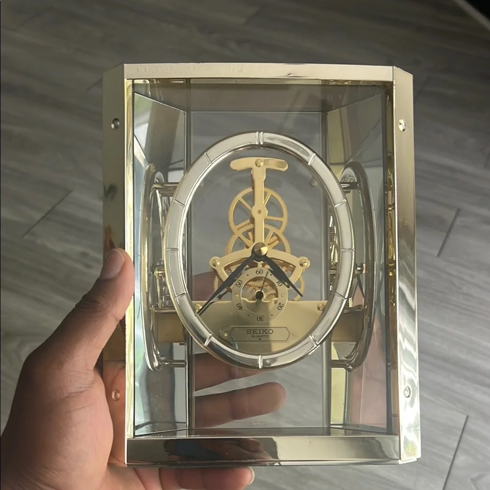 Seiko Gold and Silver Skeleton Quartz Clock